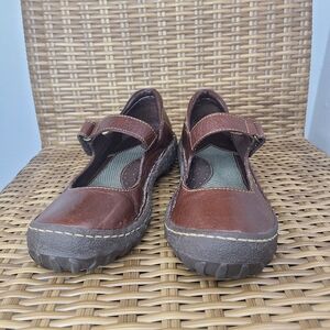 Born Shoes Mary Jane Velcro Closure Cushioned Insole Leather Brown Size 39
